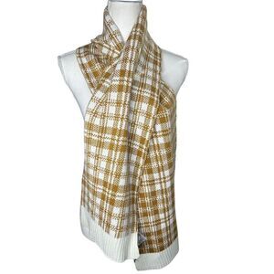 Timberland Women’s Plaid Brown White Scarf New!